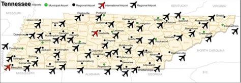 Map of Airports in Tennessee