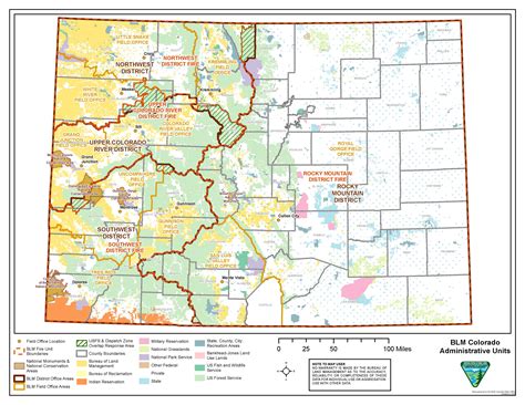 A map of the Bureau of Land Management lands in Colorado
