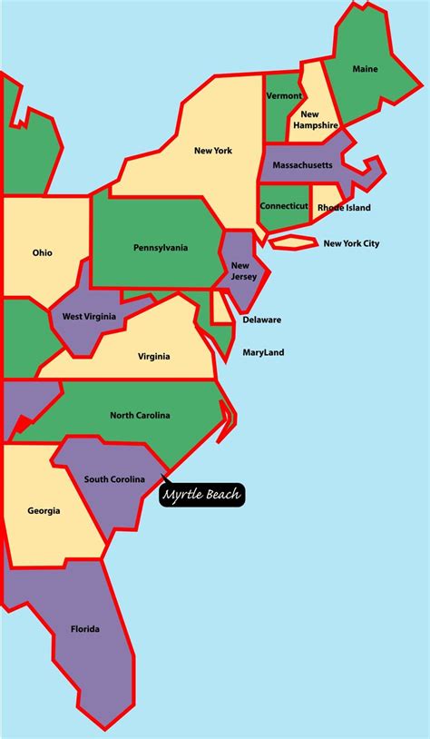 MAP of East Coast US