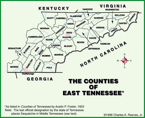 Map of East Tennessee Counties