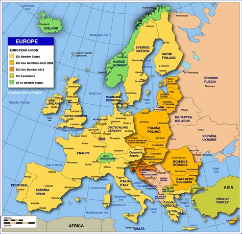 Map of Europe with countries