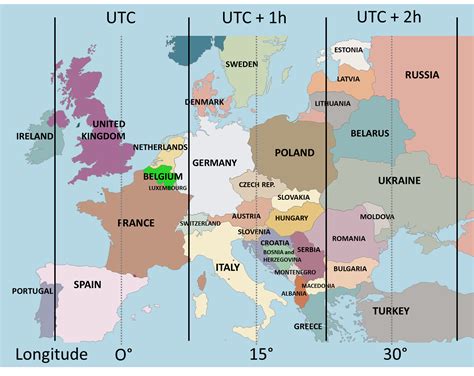 Map of European Time Zones
