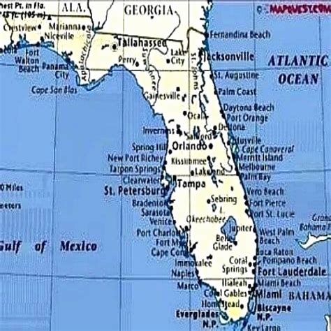 Map of Florida Gulf Coast