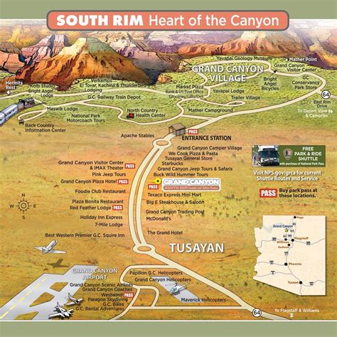 Image of Grand Canyon South Rim Map