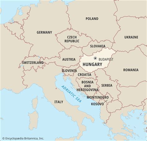 Map of Hungary in Europe