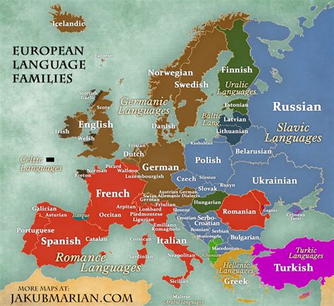 Map of languages in Europe