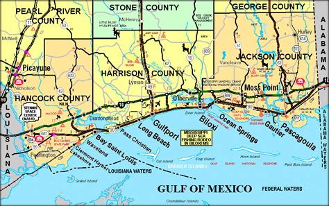 A map of Mississippi Gulf Coast