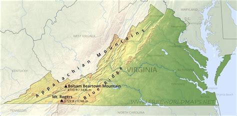Map of Mountains in Virginia