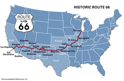 MAP Map Of Route 66 Usa