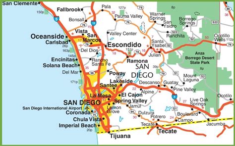A MAP of San Diego Area