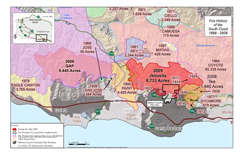 A historic map of Santa Barbara fires