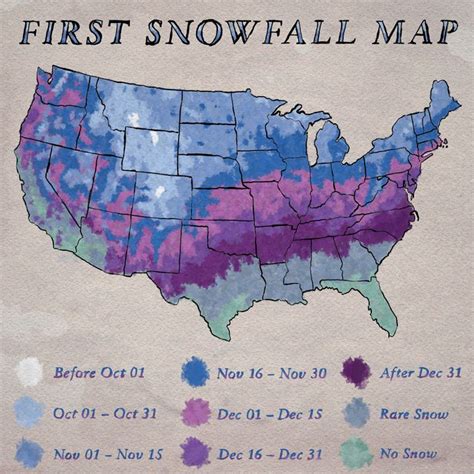 Map of USA with snow history