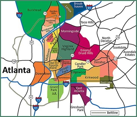 Map of Suburbs of Atlanta