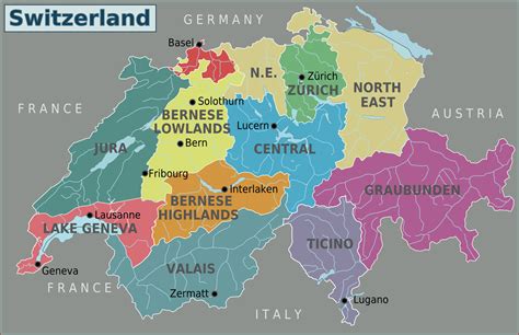 Map of Switzerland in Europe
