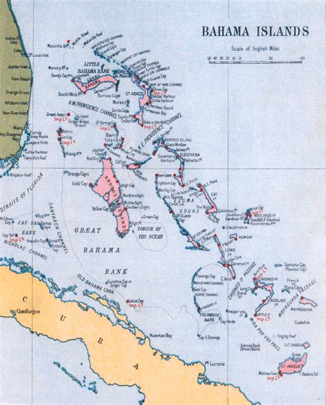 A map of the Bahamas Islands
