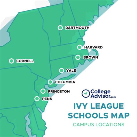 Map of the Ivy League Schools