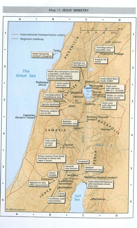 A map of the ministry of Jesus during his time on Earth.