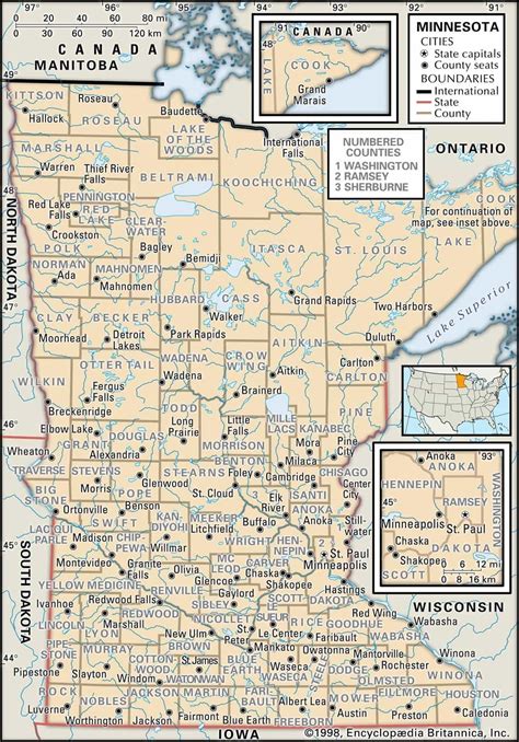 Map of Mn Counties with Cities