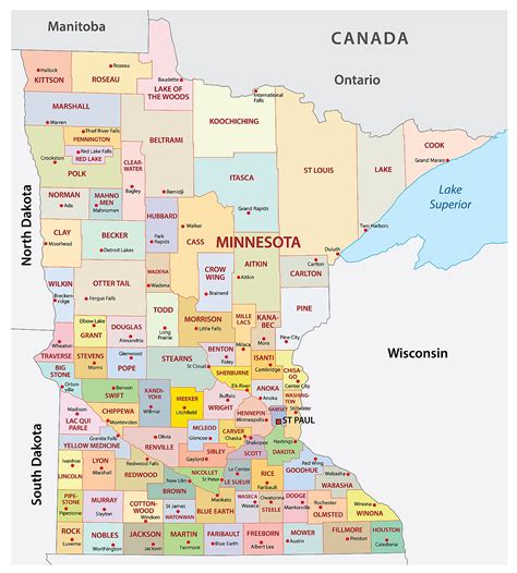 Map of Mn Counties with Cities