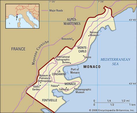 Image of a Map of Europe with Monaco highlighted