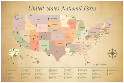 Map of the United States National Parks