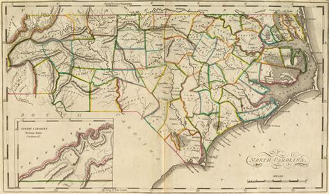 Historical MAP Nc Map with Cities and Counties