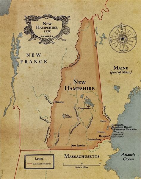 A map of New Hampshire with cities