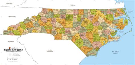 North Carolina Zip Code Map