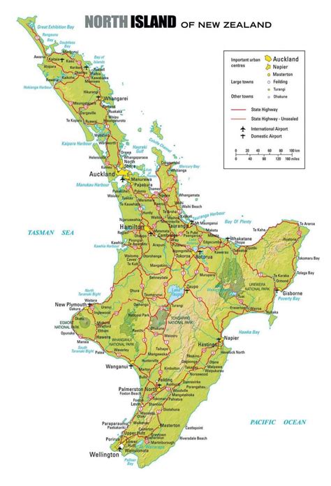 A map of the North Island of New Zealand