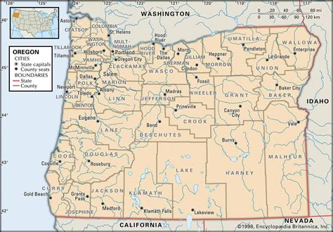 Oregon Counties Map With Cities