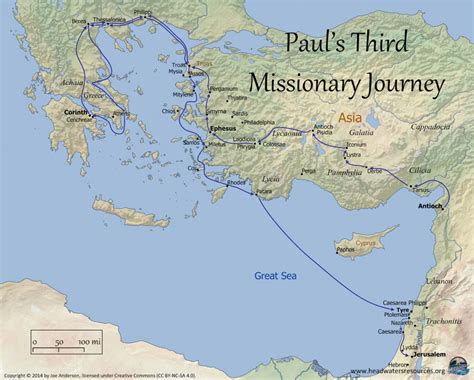 MAP Paul Third Missionary Journey Map