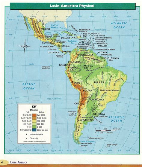 A physical feature map of Latin America
