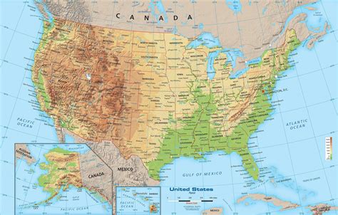 Physical Features Map of Usa