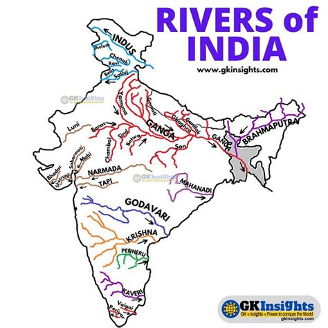 MAP Rivers Of India In Map