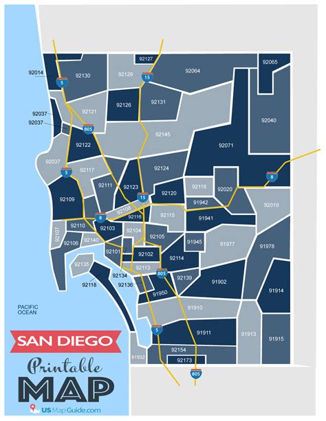 A MAP of San Diego County Zip Codes