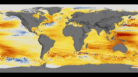 A map showing the projected sea level rise over time