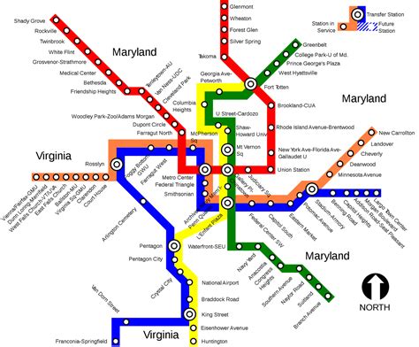Map of the Washington Dc subway system