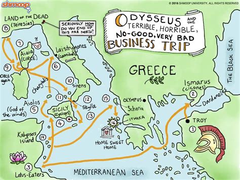 Map of Odysseus' journey