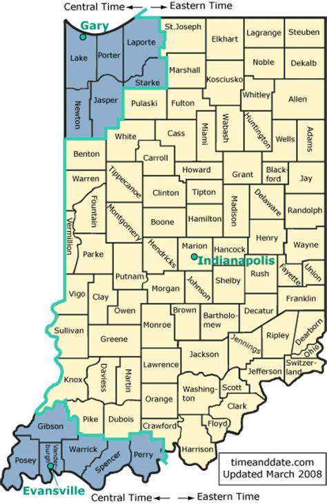 MAP Time Zone Map Of Indiana
