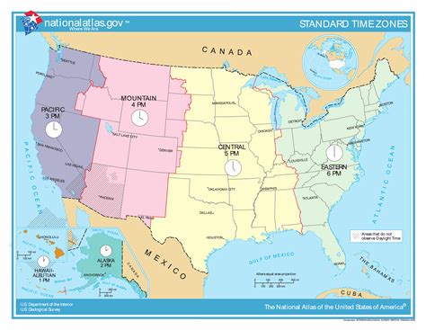 Map of USA time zones