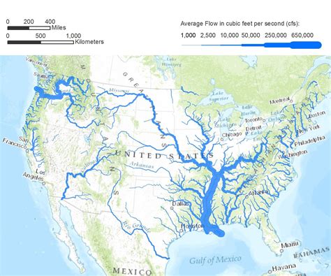 Map of United States with Rivers