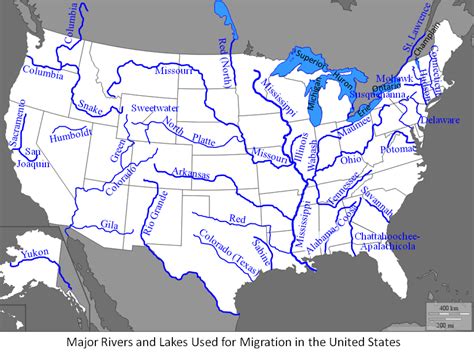 Map of US rivers and lakes