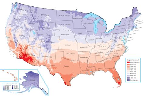 US Map With Average Temperatures