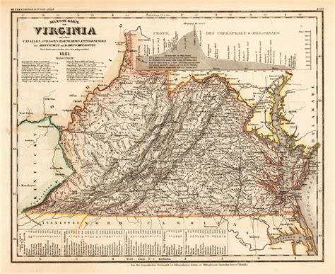 A vintage map of Virginia and West Virginia