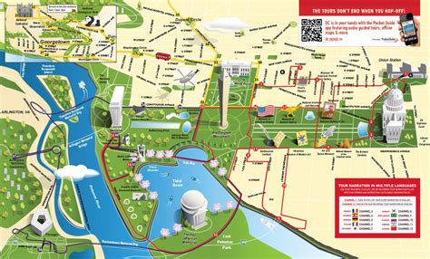 Map of Washington DC with major attractions