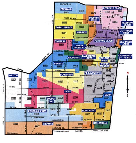 Map of Broward County with Zip Codes