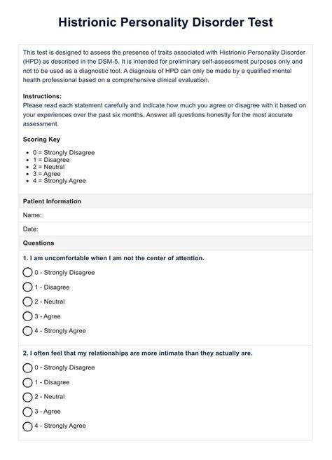 Histrionic Personality Disorder Test