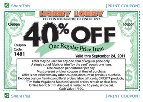 Hobby Lobby Coupons 50 Off Printable Coupon