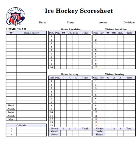 Hockey Score Sheet Template