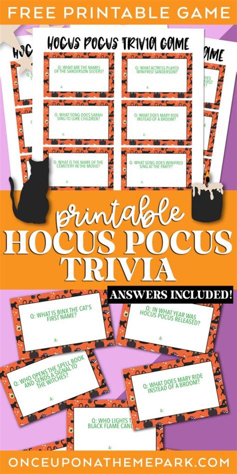 Hocus Pocus Trivia Printable Questions and Answers – Once Upon